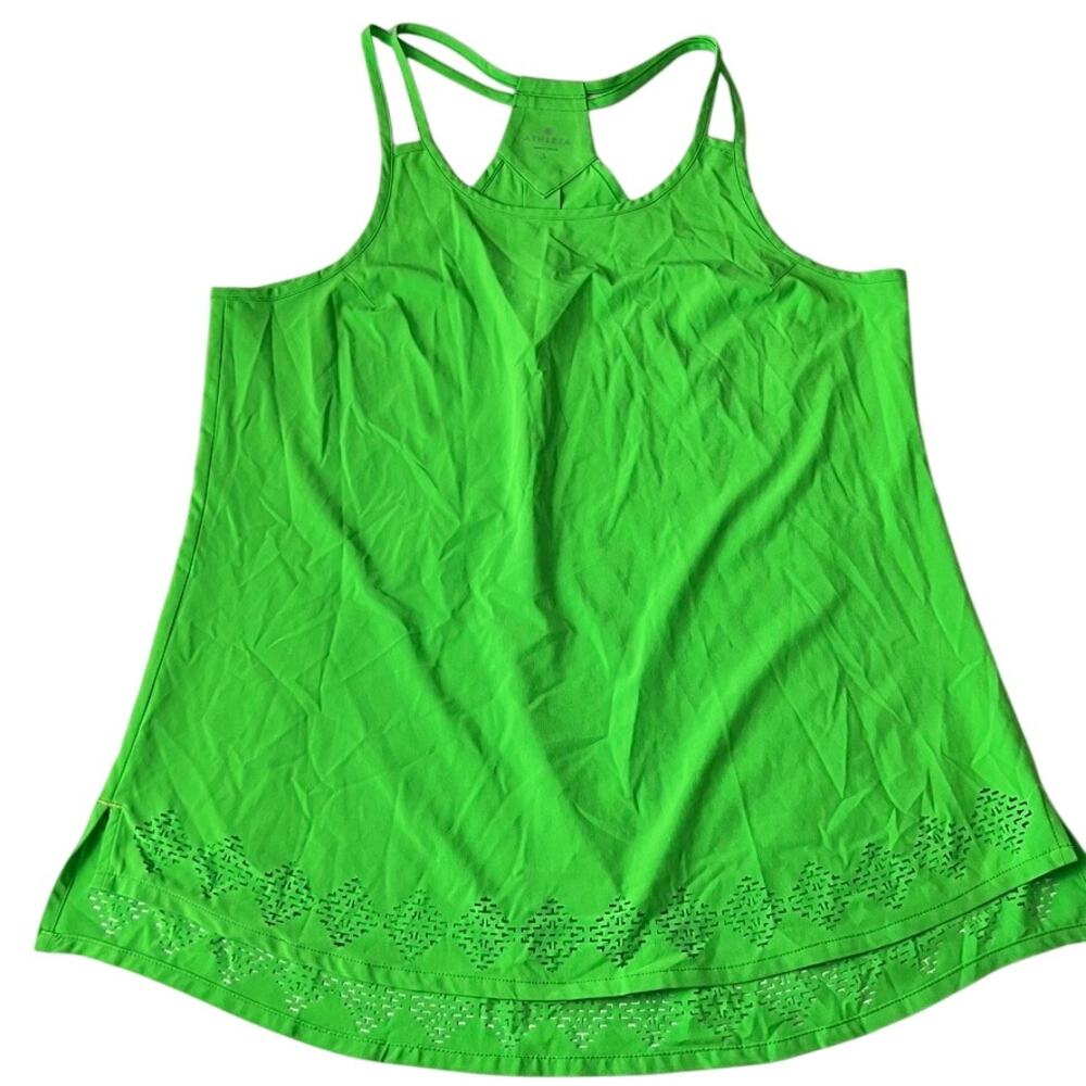Athleta Green Tank Laserut Back Pleat Women Size Large